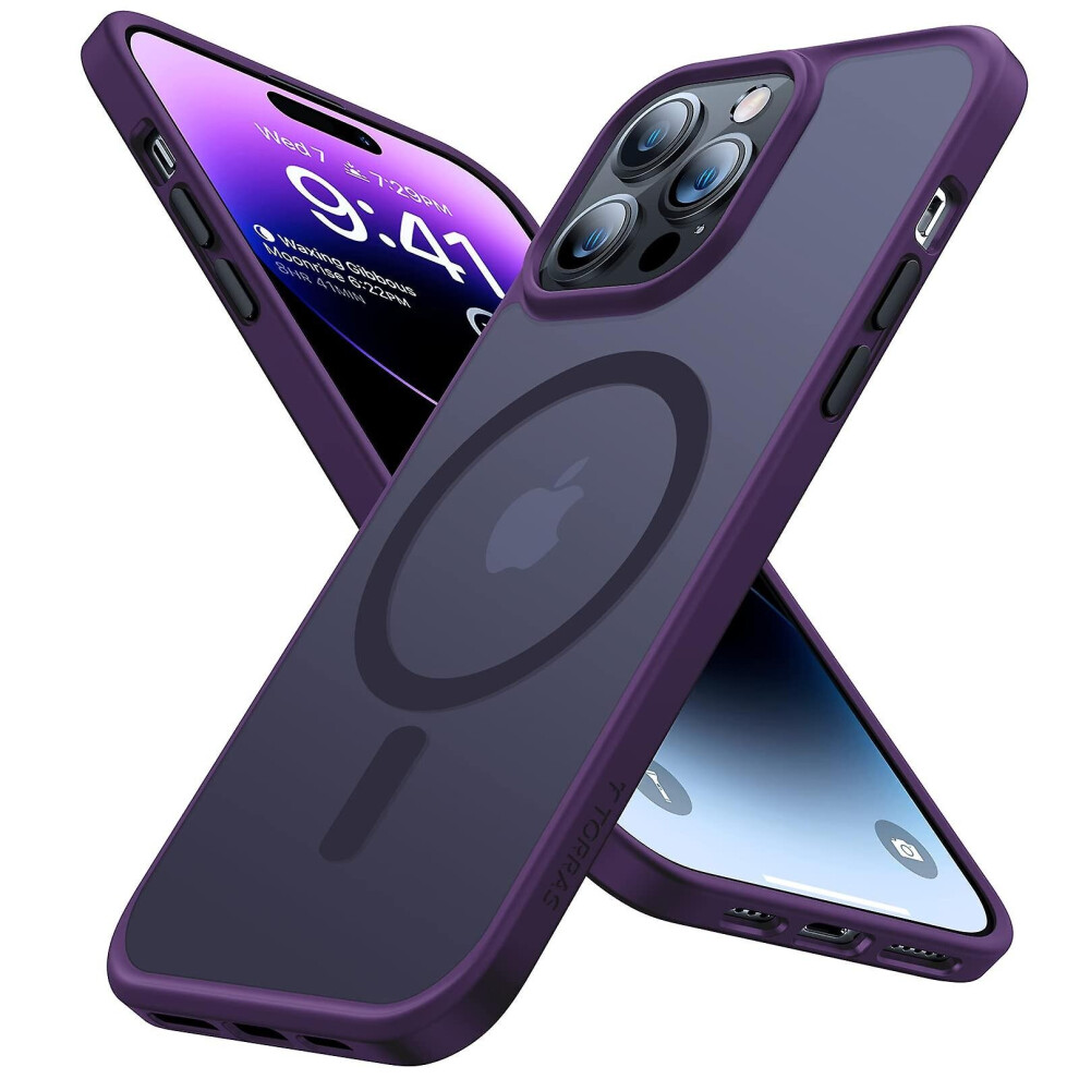 (Purple, iPhone14 Plus) Magnetic Phone Case Translucent Matte Protective Case For Iphone 14 Series
