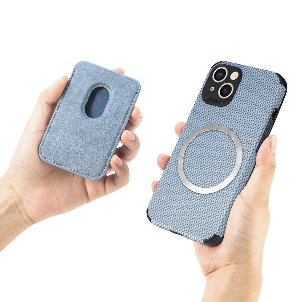 (Blue, For iPhone 14 Pro Max) Leather Phone Case Magsafe Wallet Case With Magnetic Card Holder For Iphone 14