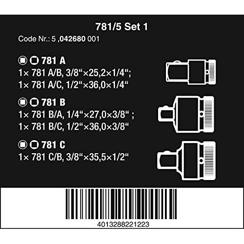 Wera 781/5 Set 1, Connection Parts Set, 6 Pieces 1