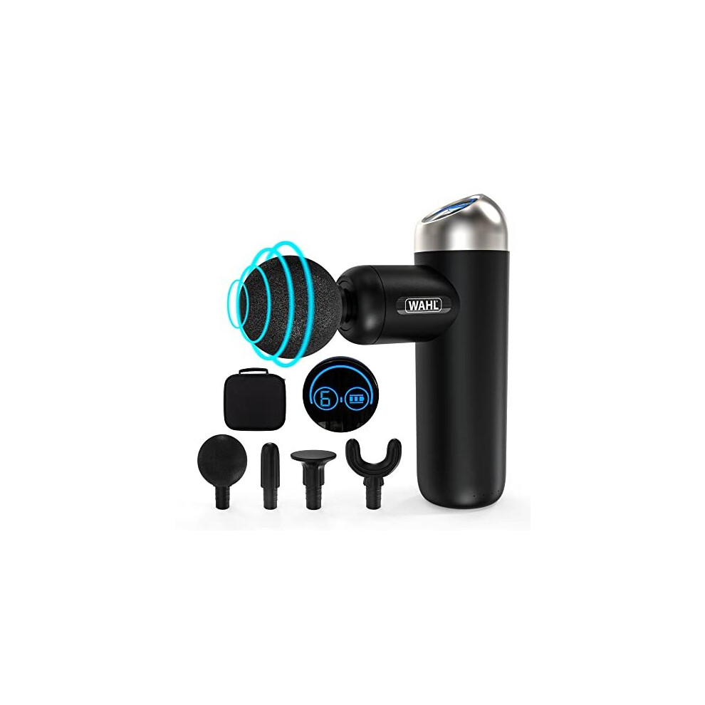 Wahl Massage Gun, By Deep Tissue Percussion, Mini Massager, Powerful, 6 Speed With Lcd Touch Screen, Cordless Handheld Massagers, Lightweight