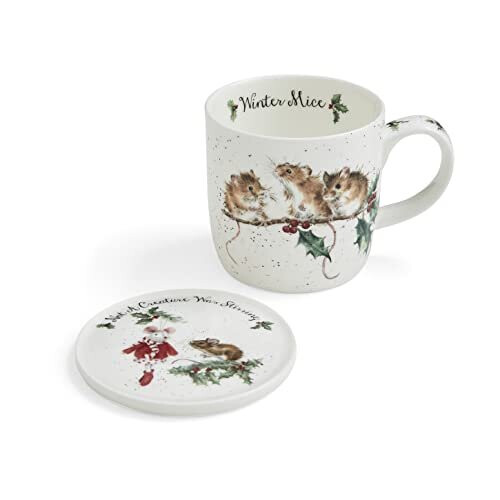 Wrendale Wrendale Designs - 'Winter Mice' Mug and Coaster Set 1