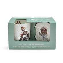 Wrendale Designs - Piggy in The Middle' Mug and Coaster Set