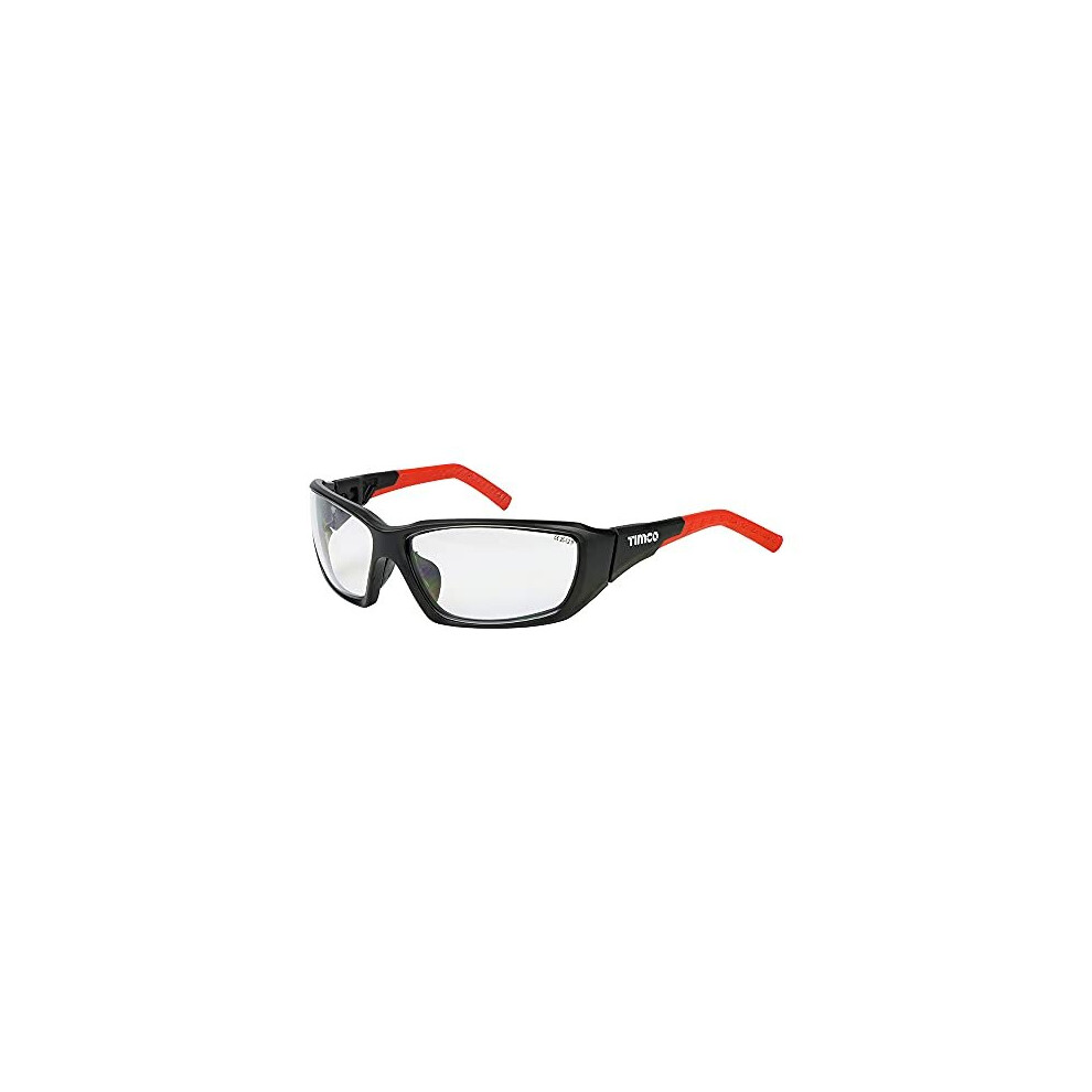 TIMCO Sports Style Safety Glasses - With Adjustable Temples - The soft rubber dual function adjustable arms and temples guarantee optimal fit and