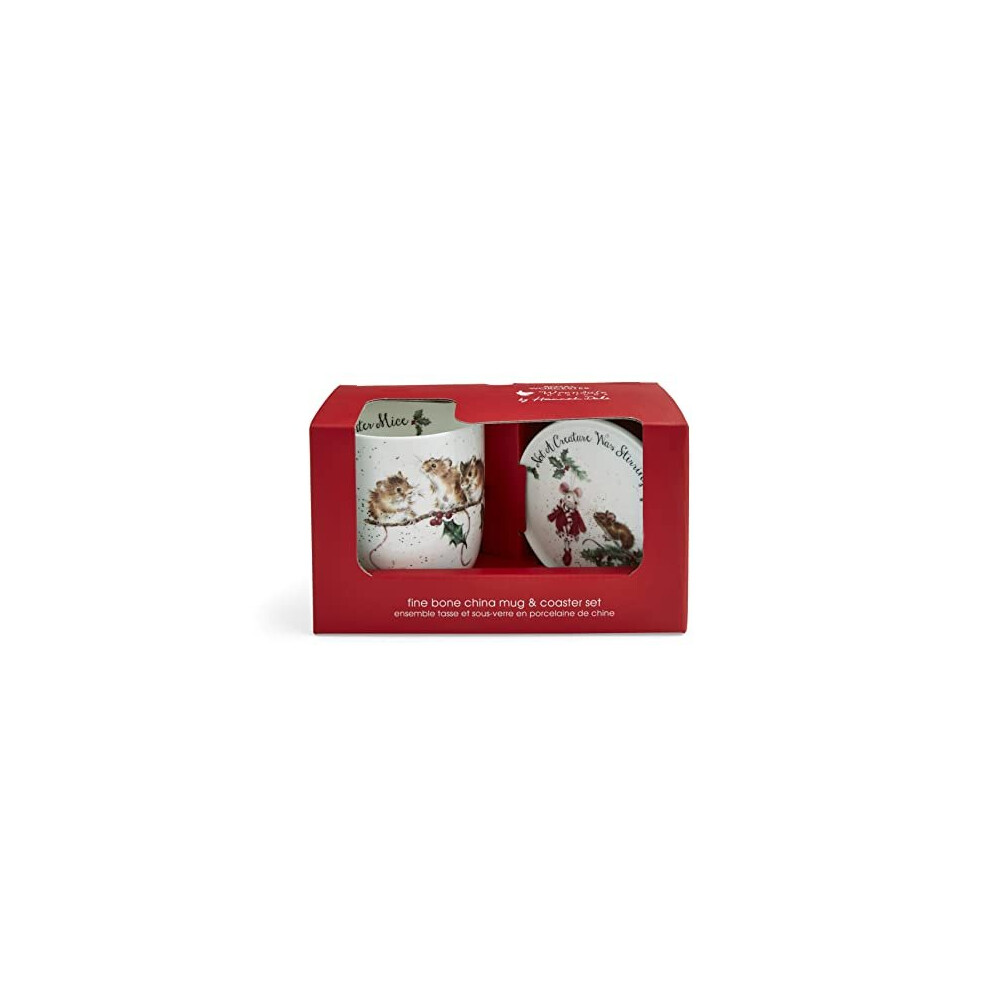 Wrendale Designs - 'Winter Mice' Mug And Coaster Set