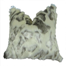 Ivory Rabbit Faux Fur Handmade Throw Pillow, Ivory & Gray - 26 x 26 in.