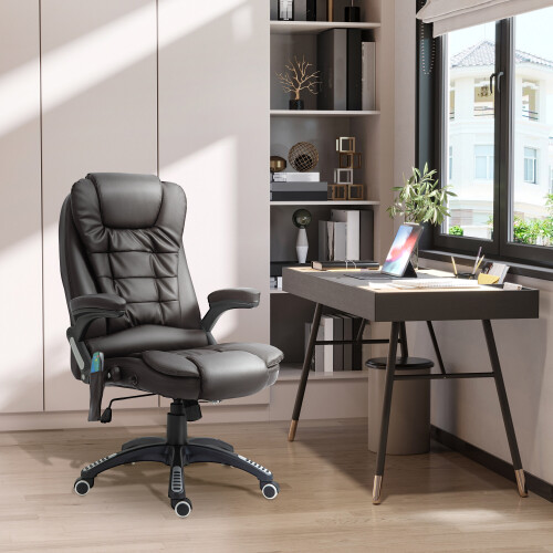 Homcom HOMCOM Heated Vibrating Massage Office Chair with Reclining Function, Brown 1