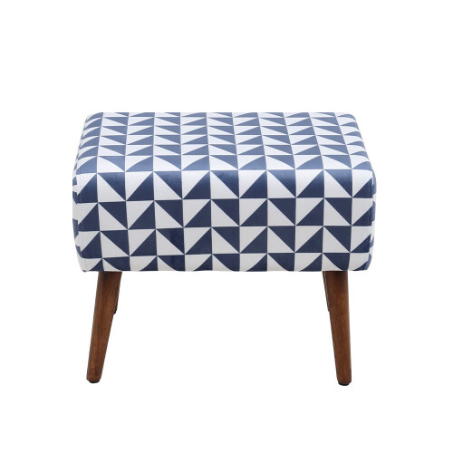 Living And Home Mid-Century Patterned Ottoman Footstool with Walnut Legs 2