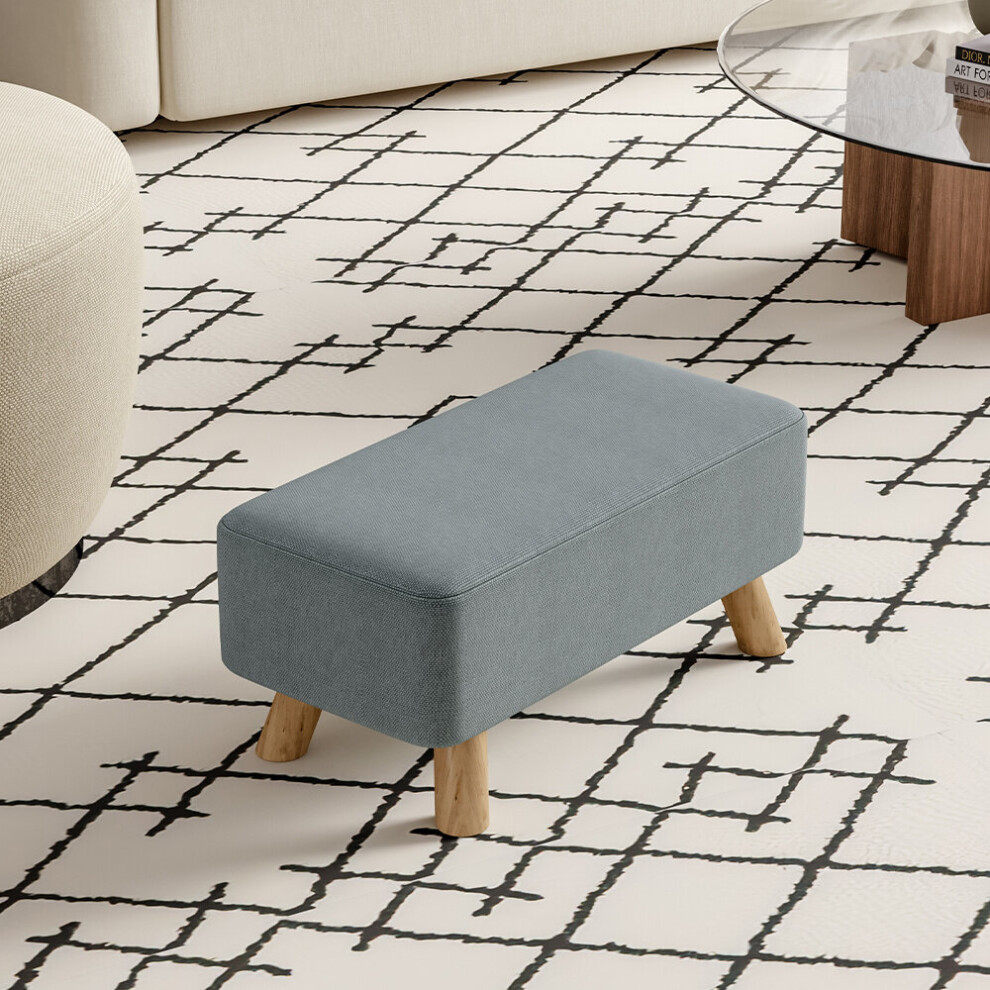 Rectangular Tofu-shaped Footrest with Solid Wooden Legs