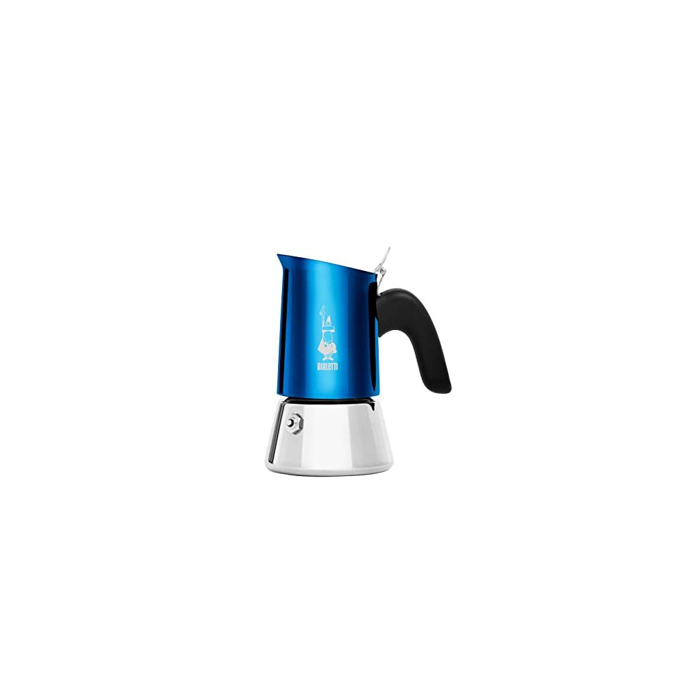 Bialetti New Venus Blue 2 Cup Cafetiere, Anti-Scald Handle, Not Suitable for Induction, 2 Cup (85ml), Stainless Steel, Blue