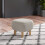 Living And Home (Beige) Footstool Pouffe Stool with Wooden Legs 2