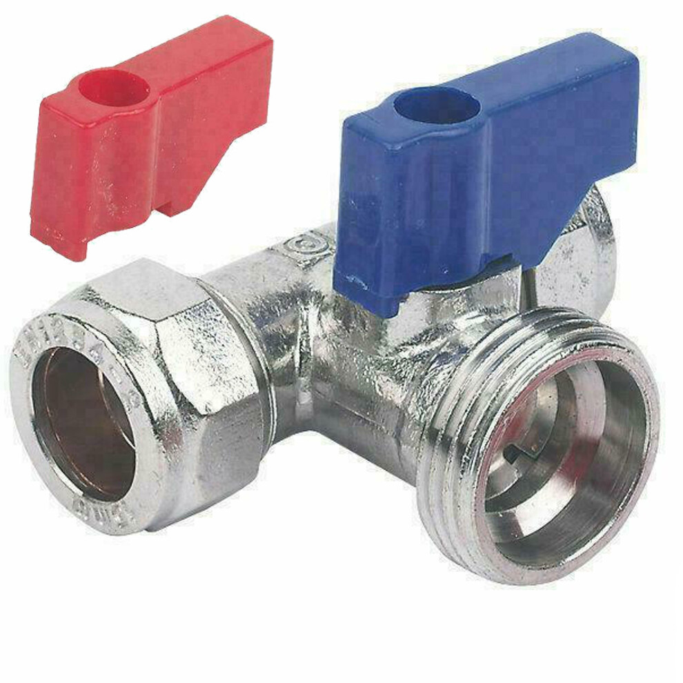 Compression Tap Washing Machine Dishwasher 180Â° Degree T-Piece Valve 3/4" 15Mm 5053197030034