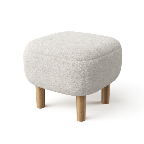 Living And Home (Beige) Footstool Pouffe Stool with Wooden Legs 2