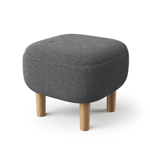 Living And Home (Grey) Footstool Pouffe Stool with Wooden Legs 1