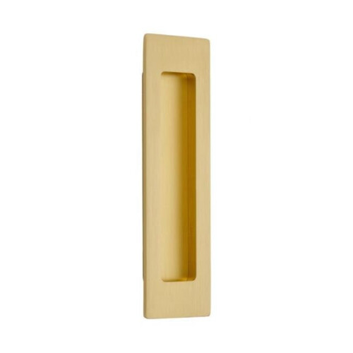 7 in. Modern Rectangular Flush Pull, Satin Brass