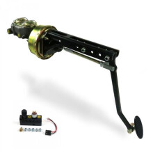 Universal Adjustable Firewall 9 in. Single Brake Pedal Kit Adjustable Disc & Drum Small Oval Black Pad