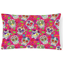 Day of the Dead Pink Canvas Fabric Decorative Pillow