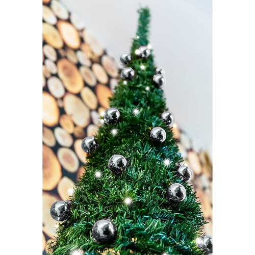 5ft (150cm) B/O Prelit Silver Baubles Decorated Pop Up Christmas Tree 1