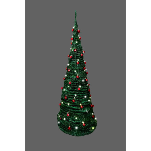 4ft (120cm) Prelit Red Baubles Decorated Pop Up Christmas Tree