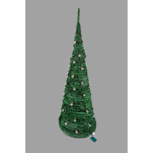 5ft (150cm) B/O Prelit Silver Baubles Decorated Pop Up Christmas Tree 2