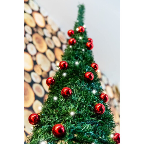 4ft (120cm) Prelit Red Baubles Decorated Pop Up Christmas Tree 1