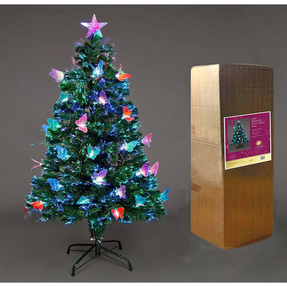 Shatchi (6Ft) Butterflies Fibre Optic Christmas Tree Led Pre-Lit Light