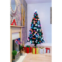 (5Ft) Pastel Stars and Baubles Fibre Optic Christmas Tree LED Pre-Lit