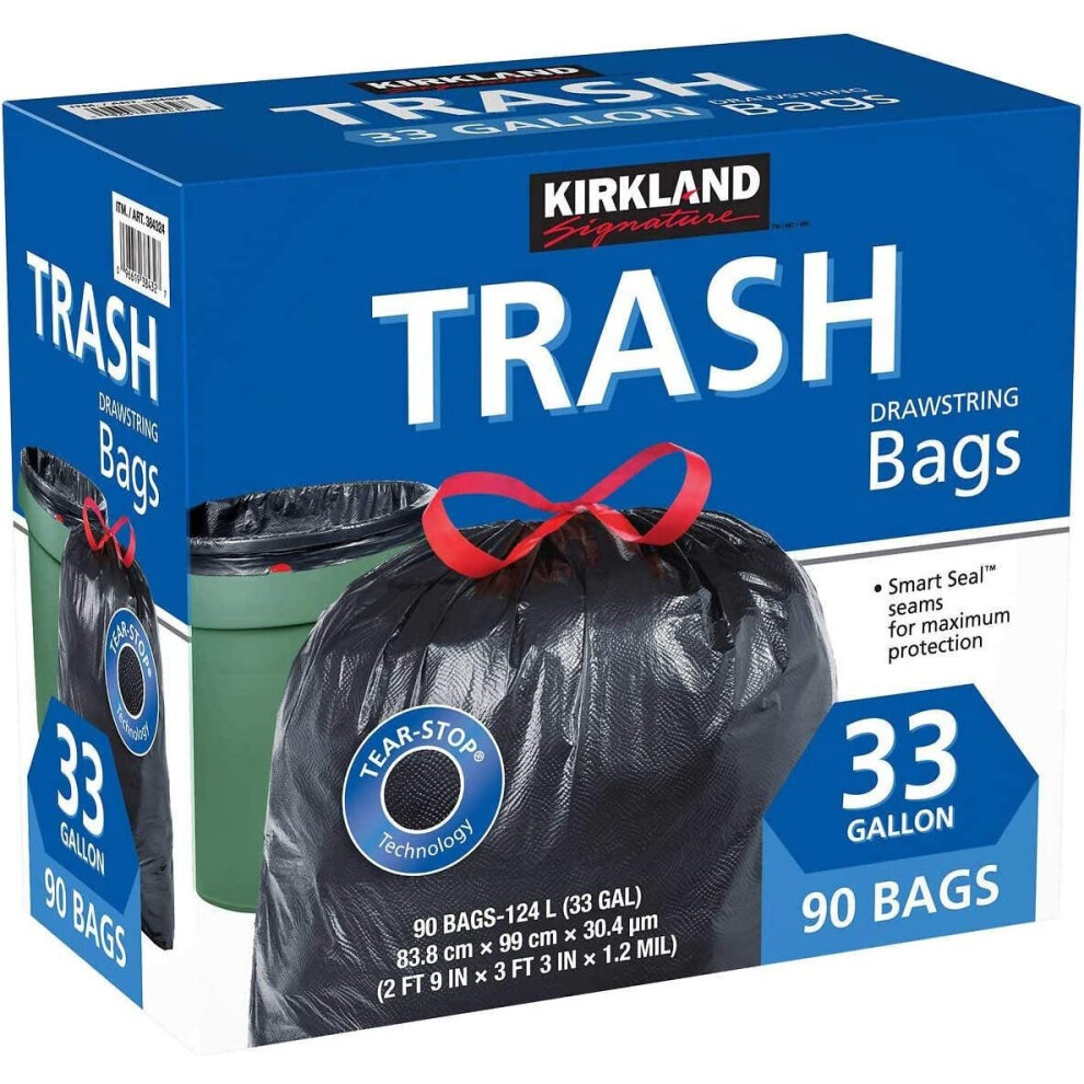 Kirkland Signature 33 Gallon Flex-Tech Bin Bags, Pack of 90