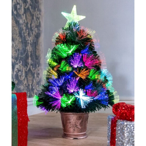 (2Ft) Flowers Fibre Optic Christmas Tree LED Pre-Lit