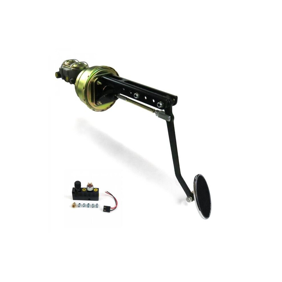 Universal Adjustable Firewall 8 In. Dual Brake Pedal Kit Adjustable Disc & Drum Large Oval Chrome Pad 753678003582