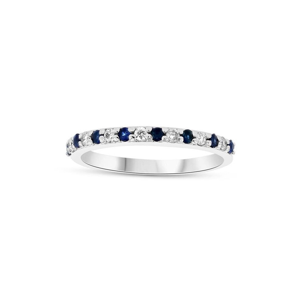 Photos - Ring Sapphire & Diamond Wedding Band, 14K Gold - Size 5.5