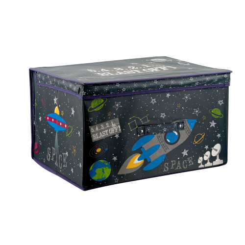 (Blast Off) The Magic Toy Shop Large Collapsible Storage Box Folding Jumbo Storage Chest Kids Room Toy Box