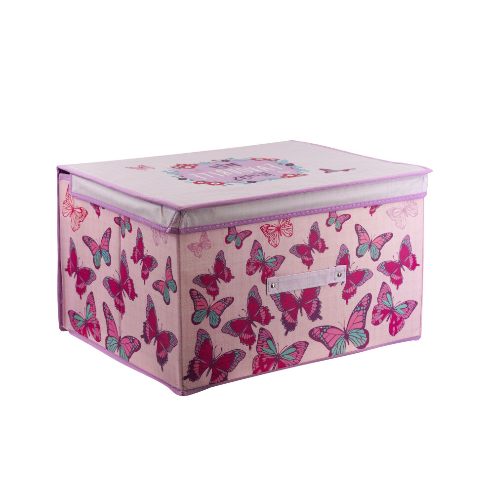 (Butterfly) The Magic Toy Shop Large Collapsible Storage Box Folding Jumbo Storage Chest Kids Room Toy Box