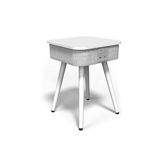 ibox Portable Smart Side Table Bluetooth Speaker Wireless Charging White on OnBuy