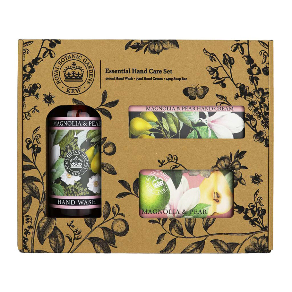 The English Soap Company Essential Hand Care Gift Set Magnolia & Pear Scent Vegan & Animal Cruelty Free