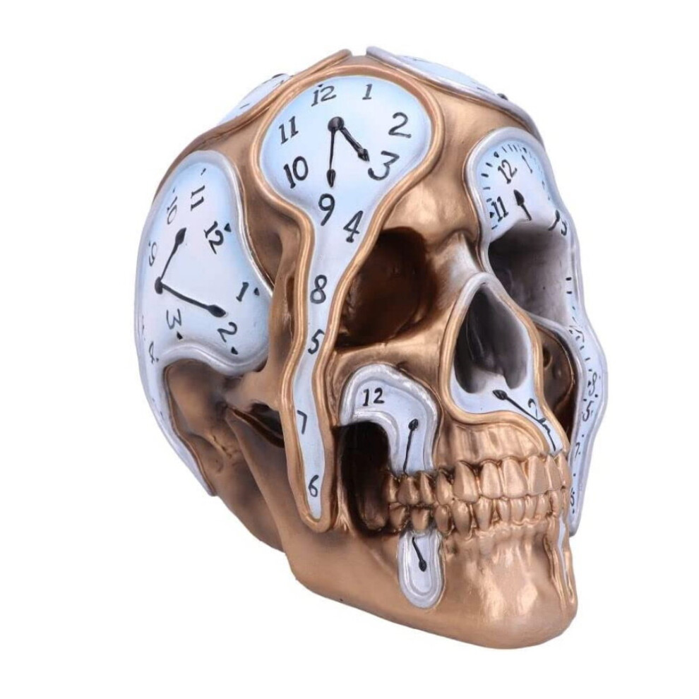 Nemesis Now Time Goes By Melted Clock Gold Colour Skull Sculpture Gothic Gift