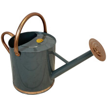 French Grey & Copper Metal Watering Can with Rose (9 Litre)