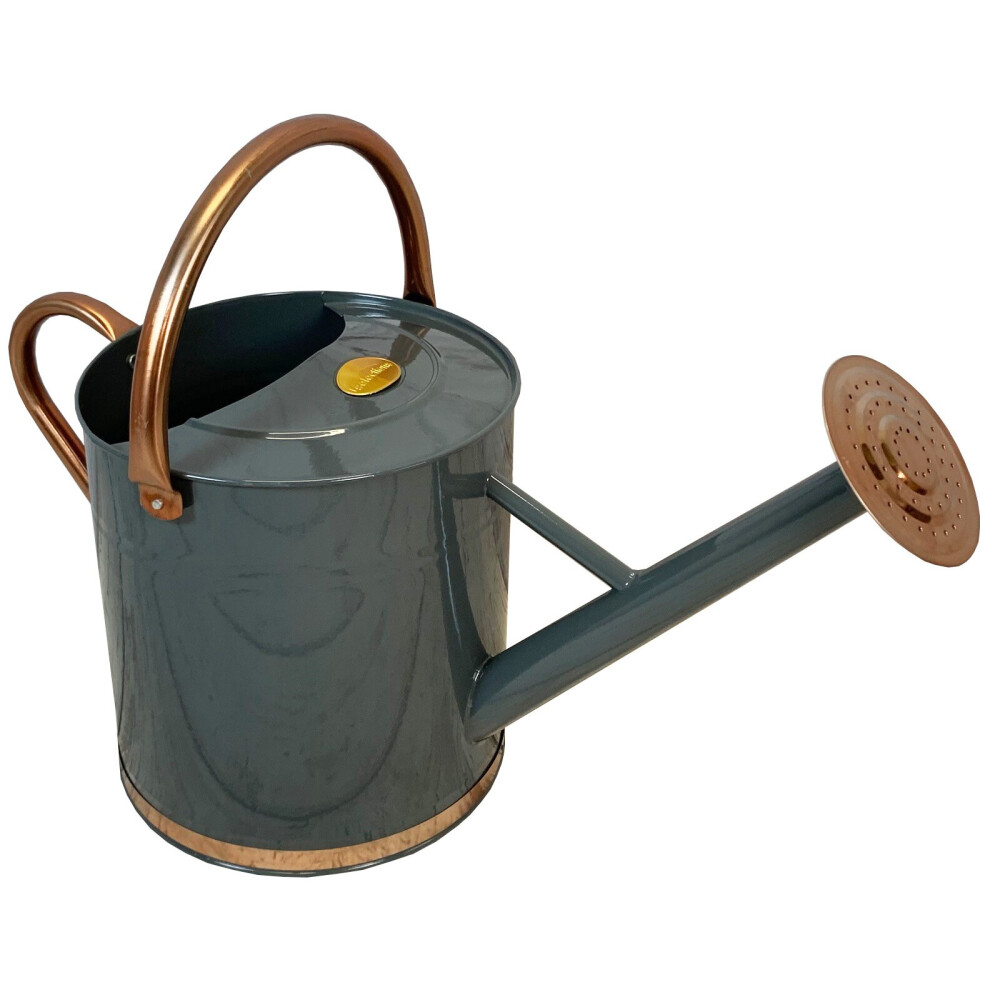 Selections French & Copper Metal Watering Can With Rose (9 Litre) Grey