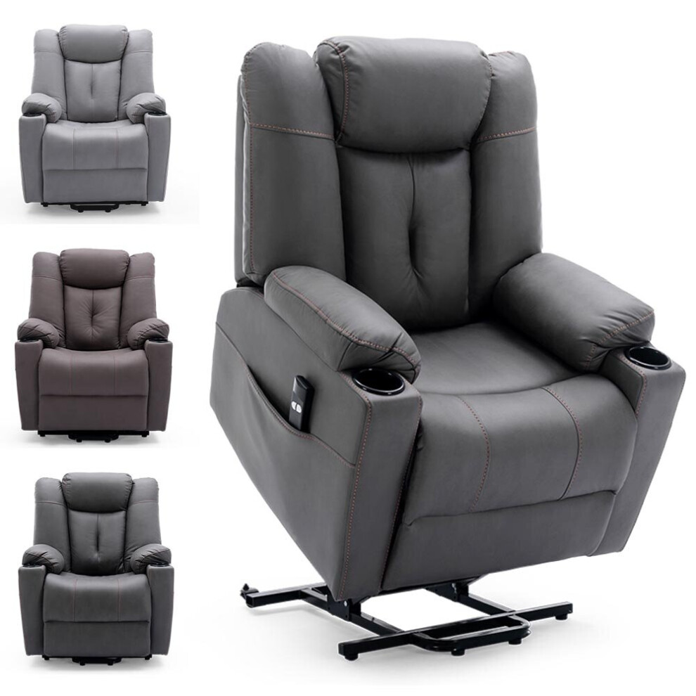 (Brown) Afton Electric Fabric Single Motor Riser Recliner Lift Mobility Tilt Chair