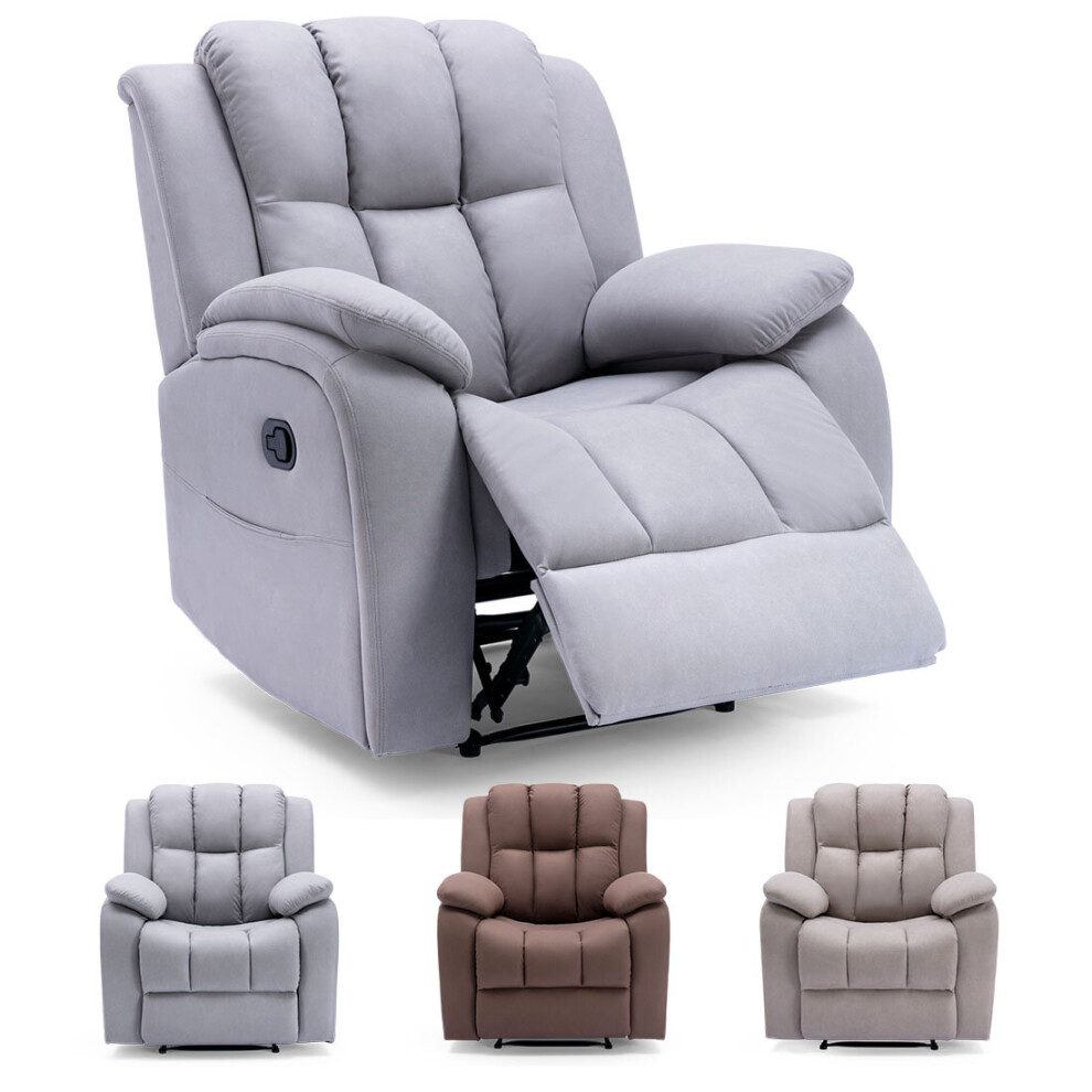 (Grey) Brookline Electric Fabric Auto Recliner Armchair Gaming Usb Lounge Sofa Chair