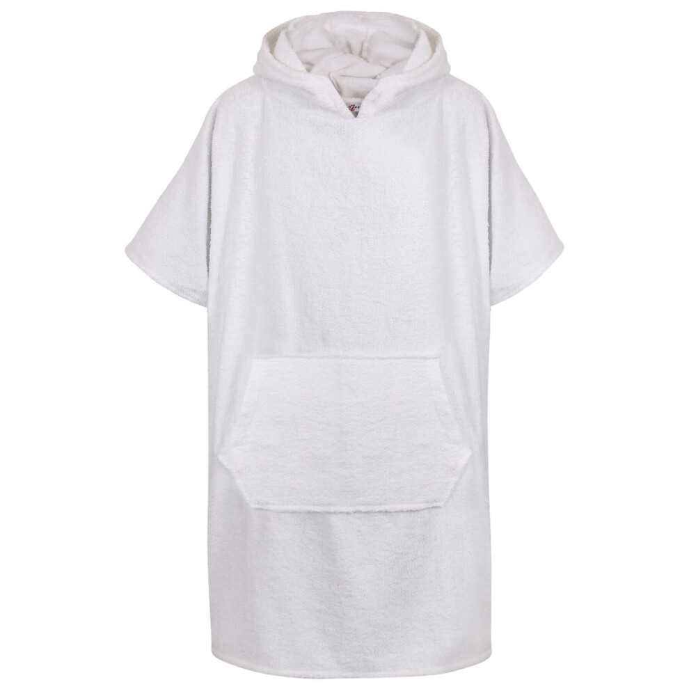 (10-13 Years, 128 White) Unisex Terry Towel Poncho Bathrobe Dressing Gown-image-OPC-PB6DCWZ-NEW
