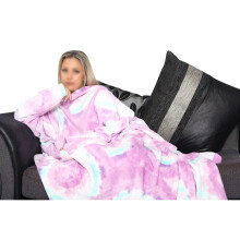 (One Size, Tie Dye Lilac) Men Ladies Wearable Snuggle Blanket