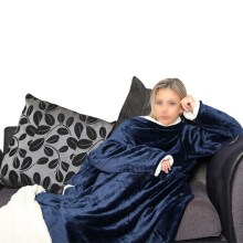 Mens Ladies Wearable TV Blanket Navy Blue Snuggle
