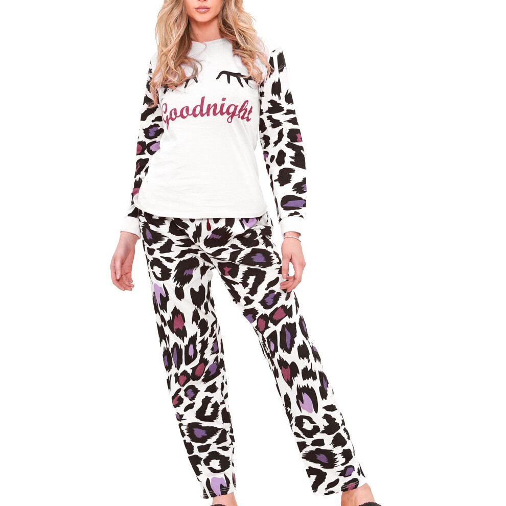 (L, White) Ladies Cute Soft Cotton PJS for Women Lounge Set