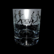 Animo Whiskey Glass Hand Etched Sports Tumbler Spirit Gift Running