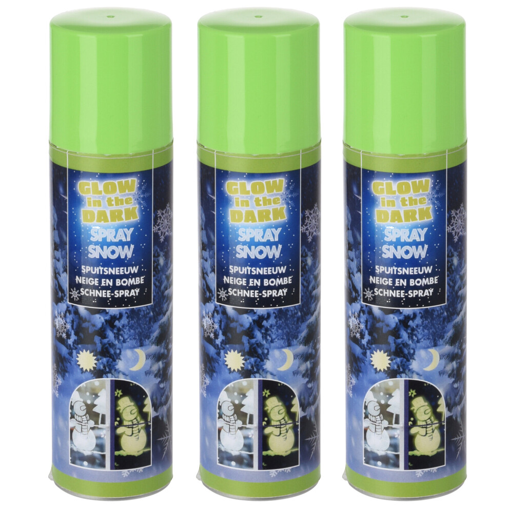 (3) 150ml Glow In The Dark Christmas Winter Snow Spray