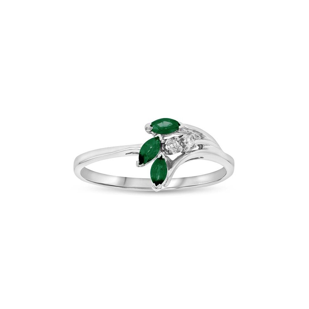 Photos - Ring 0.28 CTW Emerald & Diamond , 14K White Gold - Size 5