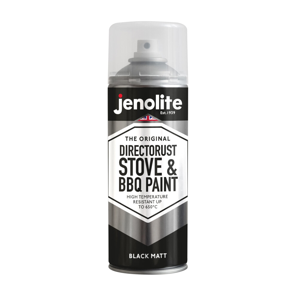 (1, Black) JENOLITE Directorust BBQ & Stove Aerosol Paint - Very High Temperature Paint Heat Resistant Up to 650C