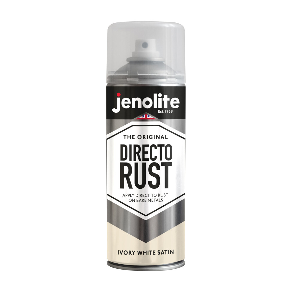 (1 x 400ml, Ivory White) JENOLITE Directorust Satin Multi Surface Paint - For Use On Wood, Metal, Plastic, Ceramic & Rusted Surfaces