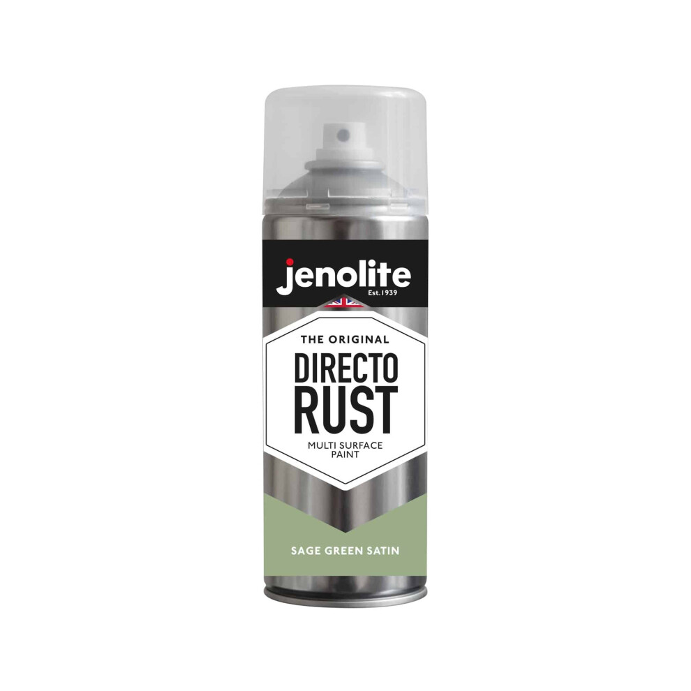 (1 x 400ml, Sage Green) JENOLITE Directorust Satin Multi Surface Paint - For Use On Wood, Metal, Plastic, Ceramic & Rusted Surfaces