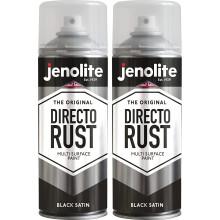 (2 x 400ml, Black) JENOLITE Directorust Satin Multi Surface Paint - For Use On Wood, Metal, Plastic, Ceramic & Rusted Surfaces
